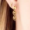Boucles d'oreilles pendantes en acier inoxydable doré