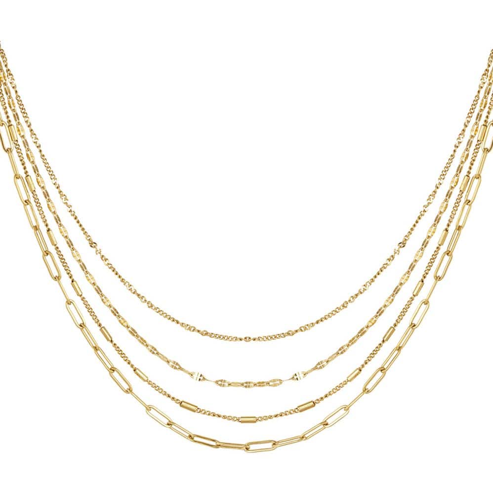 Collier Vintage 3 Rangs Chaîne Or Poli - Modèle 4440 - Occasion