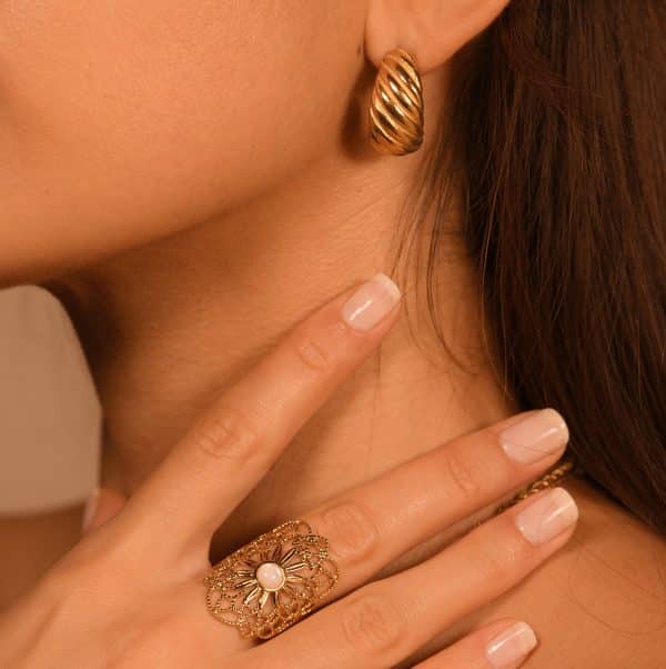 Boucles d'oreilles créoles vintage en acier torsade inoxydable bijou femme