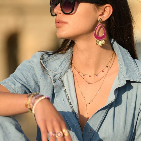 Collier très fin en acier inoxydable et perles de rocailles bijou femme