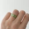 Bague en acier inoxydable doré émaillé de vert fleur bijou femme ring