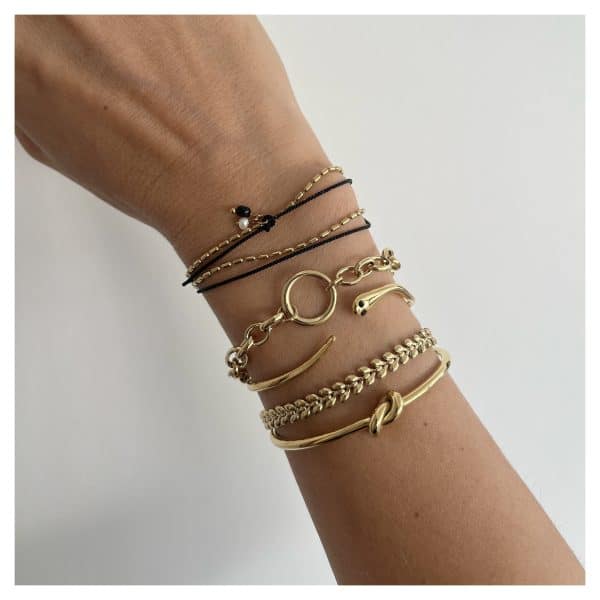 Bracelet deux tours acier inoxydable bijou femme accumulation joncs