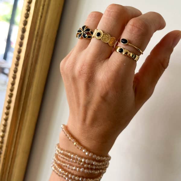 Bracelet manchette avec pierre de cristal – Bijou avec Pierres de verre – Bracelet de perles