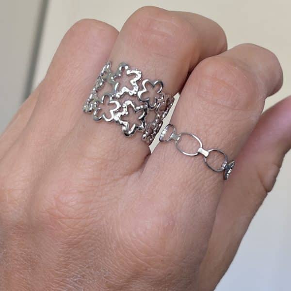 Bague large en acier inoxydable de couleur or bijou femme