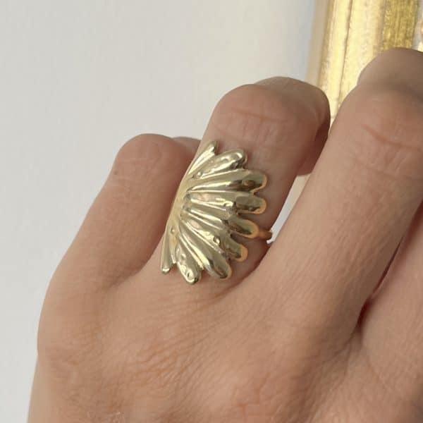 Bague large en acier inoxydable de couleur or bijou femme cadeau