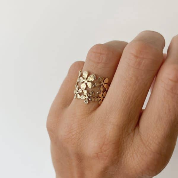 Bague flora en acier inoxydable or bijou femme fleurs