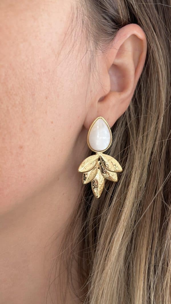 Bijou pierre de nacre boucles d'oreilles