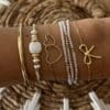 Bracelet fait main en pierres naturelles, perles d’eau douce et acier inoxydable