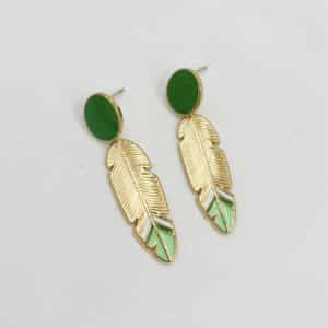 Boucles d'oreilles pendantes plumes acier