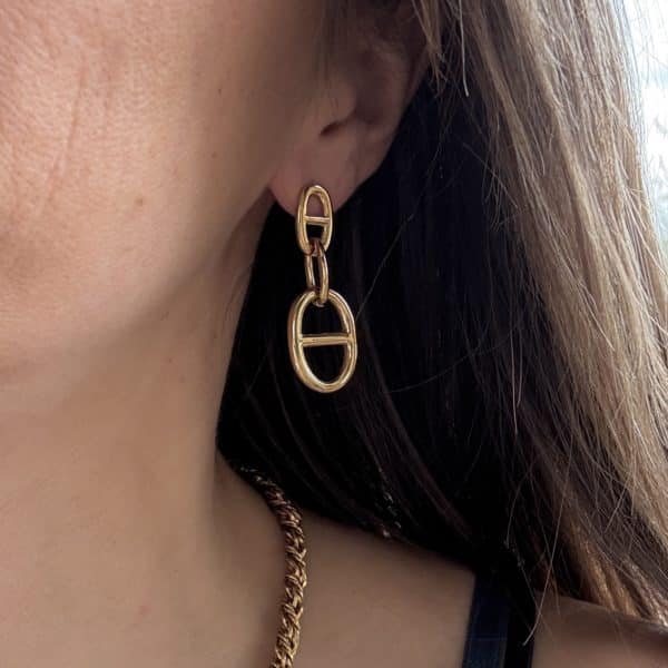 Boucles d’oreilles pendantes composées de pendentif grain de café Bijou en acier inoxydable