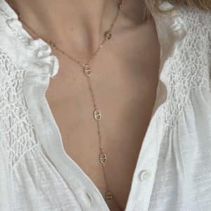 Collier Sautoir Forme Y en Acier Inoxydable