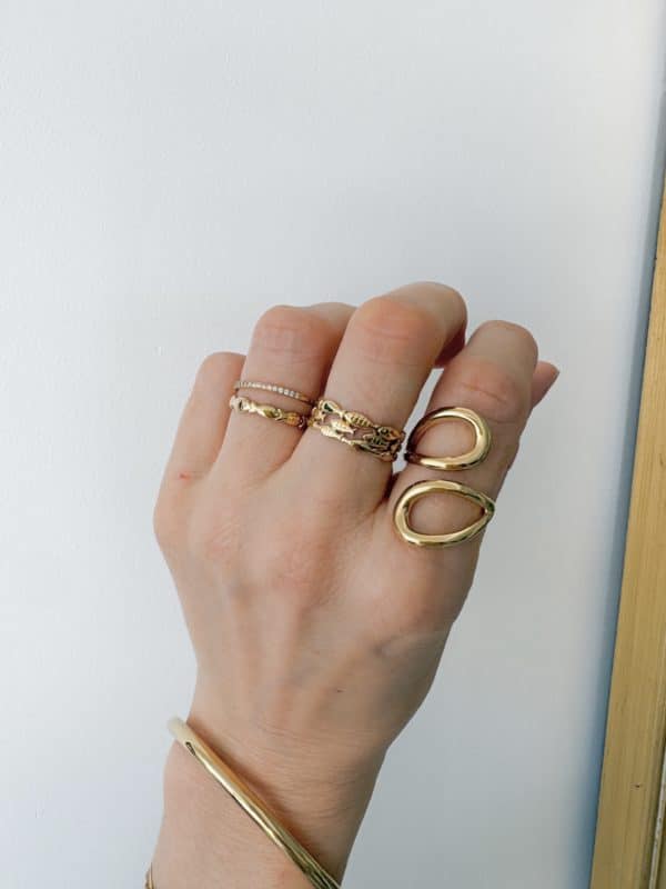Bague fine en acier inoxydable or composée d'une ribambelle de petits poissons– Bijou en acier inoxydable