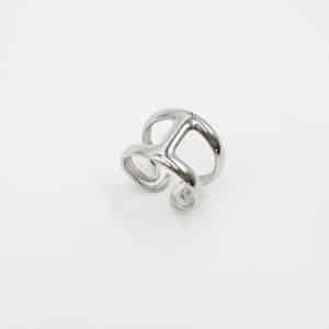 Bague large en acier inoxydable argent