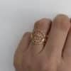 Bague large en acier inoxydable doré composé d'yeux de protection - Bijou en acier inoxydable