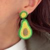 Boucles d'oreilles pendantes avec tige en acier inoxydable, en forme d'avocats - Bijou en acier inoxydable