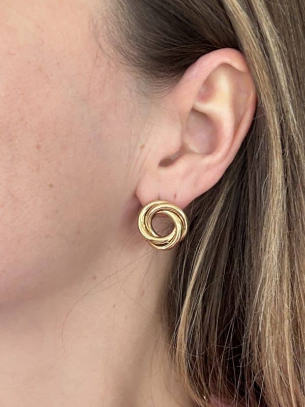 Puces d'oreilles rétro vintage en acier inoxydable doré