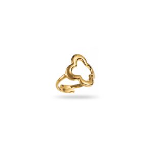 Bague TREFLE dorée, en acier inoxydable de couleur or