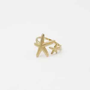 Bague fine en acier inoxydable or composées de deux étoiles de mer – Bijou en acier inoxydable