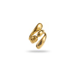 Bague large composée de GOUTTES fabriquée en acier inoxydable de couleur dorée