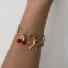Bracelet à Mailles XXL et Pampilles en Acier Inoxydable bijou cerise