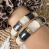 Bracelet jonc doré et gris foncé – Bijou femme