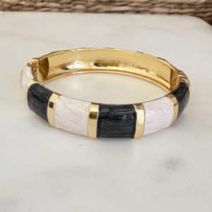 Bracelet jonc ZOE - Doré & Gris foncé