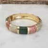 Bracelet jonc doré et couleurs pastel (rose pâle, vert d'eau et crème) – Bijou femme