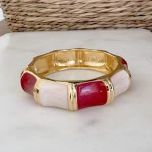 Bracelet jonc doré et rouge irisé – Bijou femme