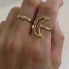 Bague lune en acier inoxydable doré