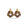 Boucles d’oreilles avec créoles en acier inoxydable doré et petites fleurs en acétate à imprimé léopard