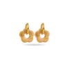 Boucles d’oreilles avec créoles en acier inoxydable doré et petites fleurs en acétate beige