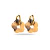 Boucles d’oreilles avec créoles en acier inoxydable doré et petites fleurs en acétate tortoise beige