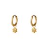 Boucles d’oreilles mini créoles en acier inoxydable et pendentifs margeurites STRASS Baby Hoops en acier inoxydable, créoles et petit pendentif breloque représentant des fleurs marguerites avec strass en leur centre