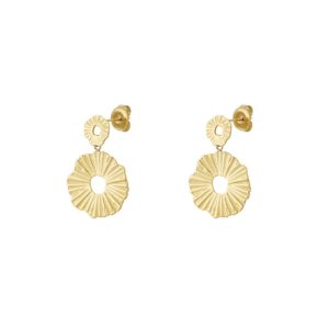 boucles d'oreilles pendantes composées de deux petites nénufars en acier inoxydable