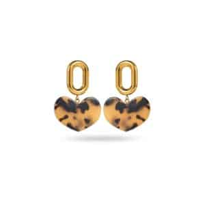 Boucles d'oreilles pendantes coeur léopard
