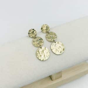 Boucles d'oreilles pendantes en acier inoxydable de couleur dorée - Bijou en acier inoxydable 