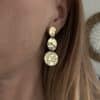 Boucles d'oreilles pendantes en acier inoxydable de couleur dorée - Bijou en acier inoxydable 