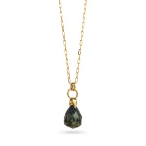 Collier en acier inoxydable avec pendentif en pierre naturelle - Bijou en acier inoxydable