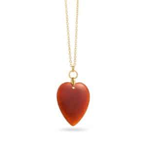 Collier sautoir en acier inoxydable et pierre naturelle de cornaline