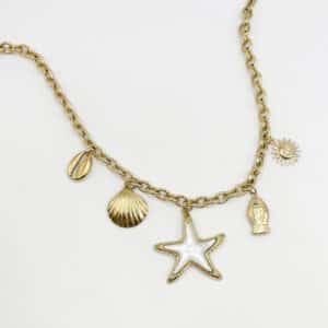 Collier à maillons et pampilles de la mer TAHINA en acier inoxydable de couleur or