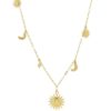 Collier sautoir lune étoile soleil bijou en acier