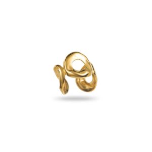 Bague large en acier inoxydable doré – Bijou en acier inoxydable Bague large MALOU ajustable et martelée