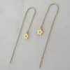 Boucles d'oreilles chaines pendantes avec pendentif fleur - Bijou en acier inoxydable doré