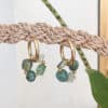 Boucles d'oreilles mini créoles en acier inoxydable et pierres naturelles de tourmaline de couleur vert émeraude