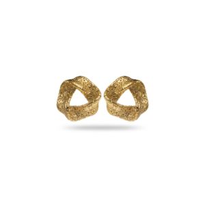 Boucles d'oreilles waterproof en acier inoxydable martelé doré - Bijou en acier inoxydable