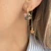 Boucles d'oreilles mini créoles en acier inoxydable et pierres naturelles de tourmaline de couleur vert émeraude