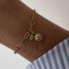 Bracelet en acier inoxydable et pierre naturelle de tourmaline de couleur vert émeraude