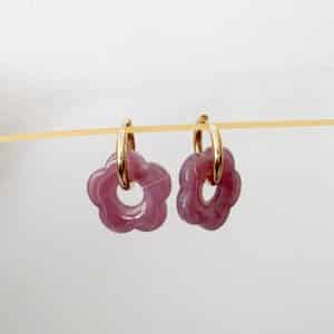 Boucles d'oreilles WOODSTOCK - Doré & Violet