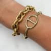 Bracelet rétro à gros maillons travaillés et ciselés en acier inoxydable – Bijou en acier inoxydableBracelet composé d’une multitude de maillons travaillés