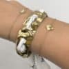 Bracelet jonc en acier inoxydable martelé avec joli bandana entremêlé